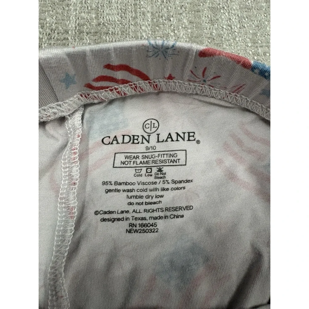 Caden Lane Patriotic American Flag/ Fireworks 2PC Bamboo Pajama Set Size 9/10